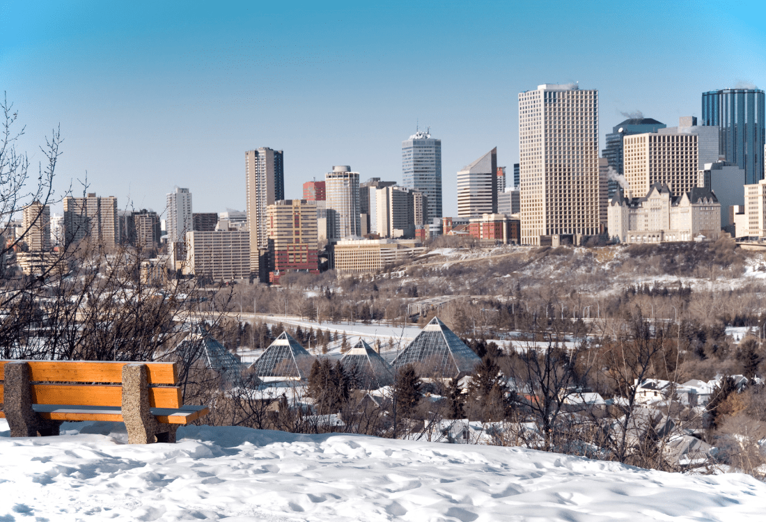 Canadian skyline in the snow showing why it may take time to adapt to the Canadian weather